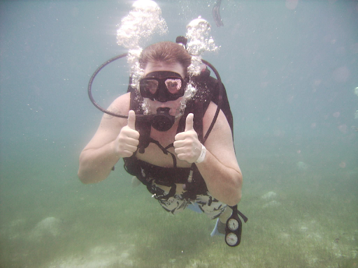 Kevin snorkeling in 2015 in Cozumel.
