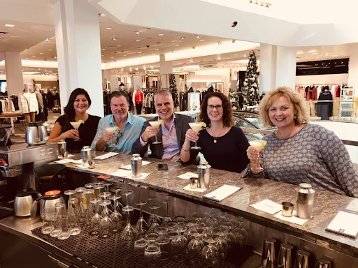 Having Martinis in Beverly Hills at the mall with Debra Kilpatrick, Kevin, Dave Walsh, Christi Bowen and Bobbi Maxwell.