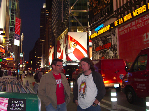 Kevin hanging out with Bill DeWees in Times Square