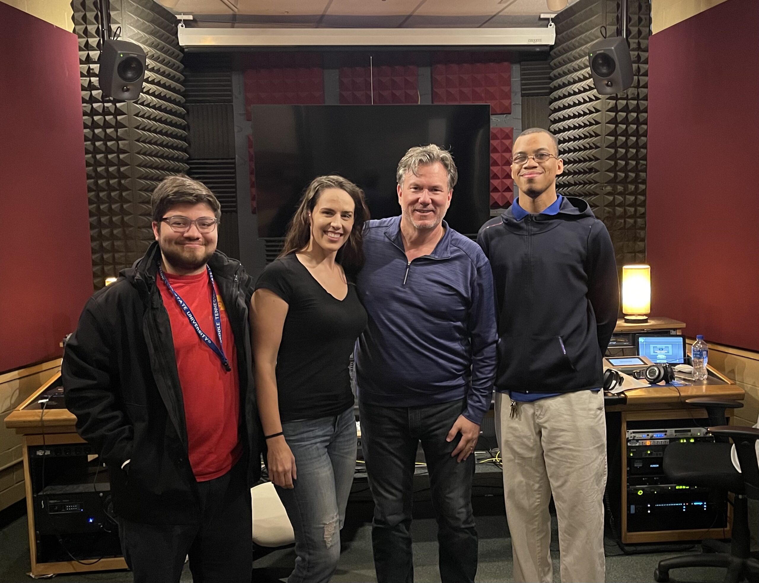 Kevin recording at Middle Tennessee State University with Shannon Scott and producers.
